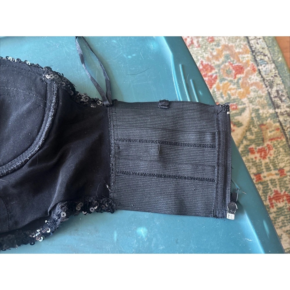 WET SEAL Tube Crop Top Bra Bustier Black Sequin Club Dance Women's Medium‎ - Picture 8 of 8